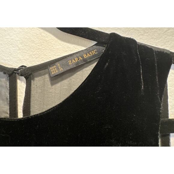 Zara Women’s Size Small Sheer Back Wide Leg Velvet Jumpsuit Glam Evening Party - Picture 3 of 7